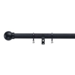 Black Extendable Curtain Pole with Ball Finial- 120-210cm (Dia 25/28mm) - thumbnail 1