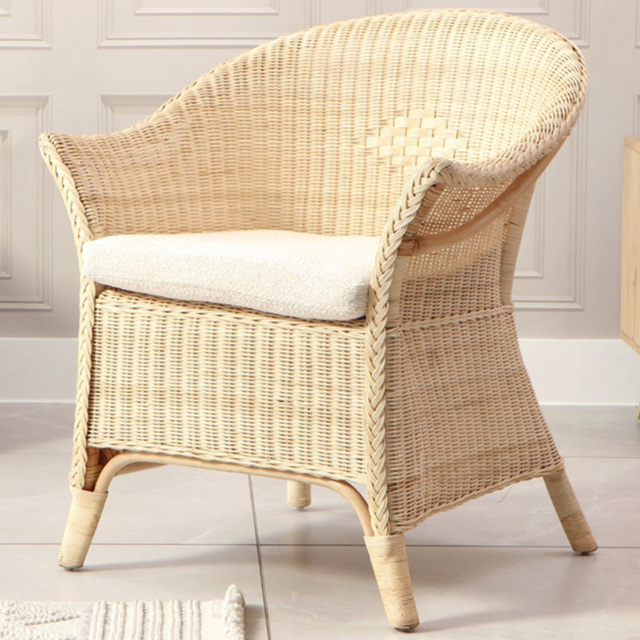 Desser Furniture King Adult Sized Natural Wicker Loom Chair with Cushion - image 1