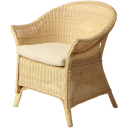 Desser Furniture King Adult Sized Natural Wicker Loom Chair with Cushion - thumbnail 2