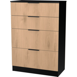 Crowndale Java Slatt Effect and Black 4 Drawer Deep Chest - thumbnail 4