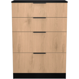 Crowndale Java Slatt Effect and Black 4 Drawer Deep Chest - thumbnail 2