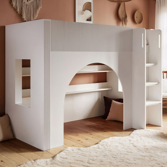 Flair Kaska White Single Ribbed Panel Mid Sleeper Bed - image 1
