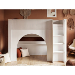 Flair Kaska White Single Ribbed Panel Mid Sleeper Bed - thumbnail 4