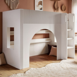 Flair Kaska White Single Ribbed Panel Mid Sleeper Bed - thumbnail 1