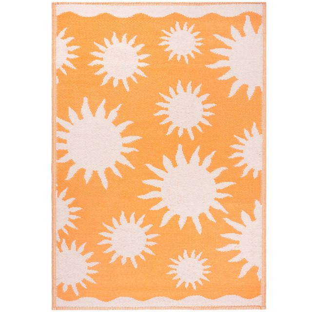 Furn Summer Solstice Sun Pattern Yellow Woven Reversible Rug 120 x 180cm - image 1