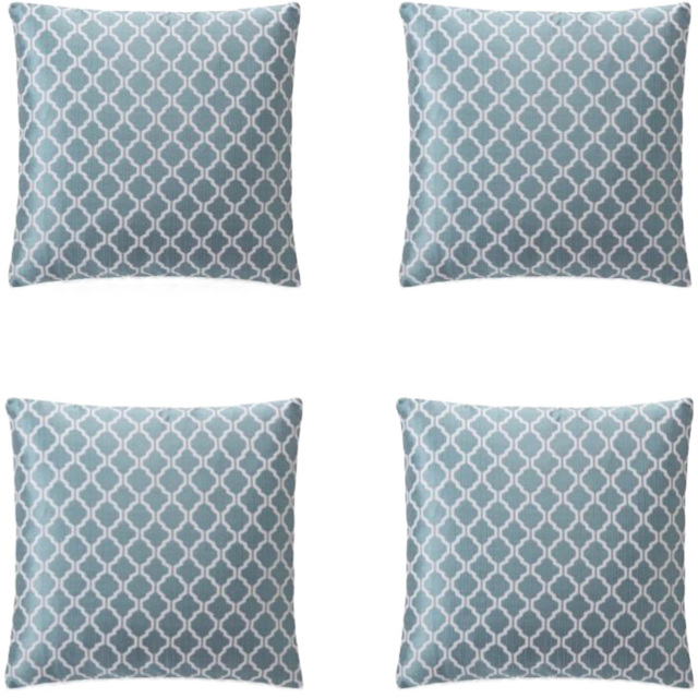 Alan Symonds Jacquard Weave Teal Geometric Cushion with Polyester Filled Pad 45 x 45cm 4 Pack