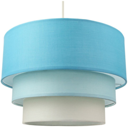 Happy Homewares 3 Tier Teal and Blue Cotton Round Ceiling Pendant Shade