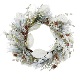 Mistletoe Cottage Frosted Magnolia Leaf Christmas Wreath 56cm - thumbnail 1