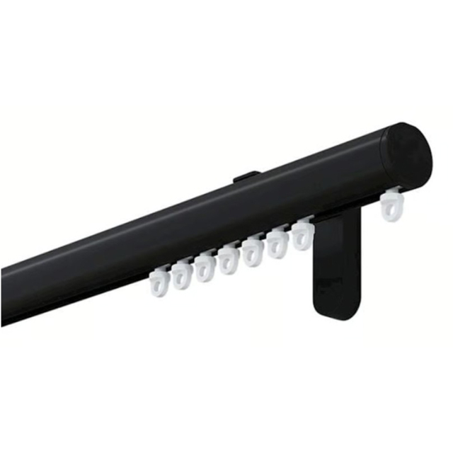 New Edge Blinds 240cm Black Styleline Gliding Curtain Pole Set with End Cap - image 1