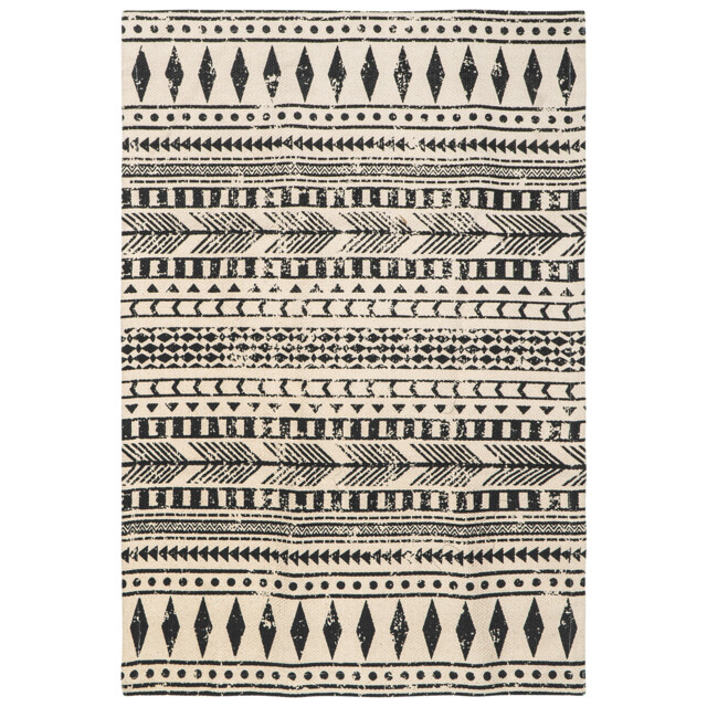 Aztec Black and Cream Entriee Rug 60x 90 cm