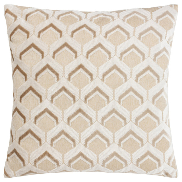 Paoletti Ledbury Warm Taupe Velvet Jacquard Cushion - image 1