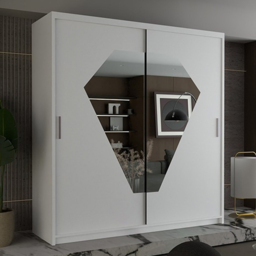 Sliding Wardrobes 4U Diamond White 2 Door Mirrored Wardrobe - thumbnail 1