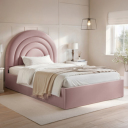 Flair Ava Pink Small Double Velvet Ottoman Bed