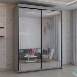 Sliding Wardrobes 4U Smart Grey 2 Door Mirror Wardrobe - thumbnail 1