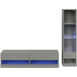 GFW Galicia 6 Shelf Grey Compact Wall Mounted LED Media Set - thumbnail 2