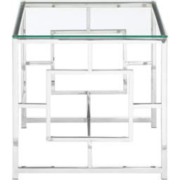 Premier Housewares Clear Glass Top and Silver Base End Table - thumbnail 2