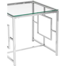 Premier Housewares Clear Glass Top and Silver Base End Table - thumbnail 4