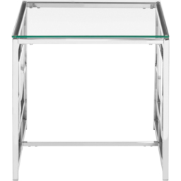 Premier Housewares Clear Glass Top and Silver Base End Table - thumbnail 3