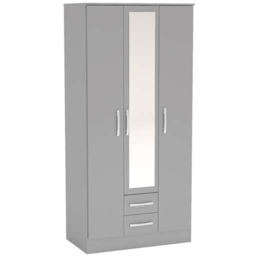 Lynx 3 Door 2 Drawer Grey Mirror Wardrobe - thumbnail 2