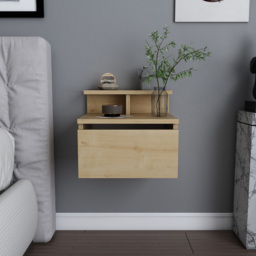Decorotika Alice Oak Single Drawer Single Shelf Floating Bedside Table - thumbnail 4