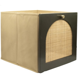Homebase Timber Fronted Rich Green Rattan Cube Storage Insert 2 Pack - thumbnail 4