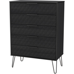 Crowndale Harlequin 5 Drawer Black Ash Chest of Drawers Ready Assembled - thumbnail 2