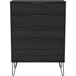 Crowndale Harlequin 5 Drawer Black Ash Chest of Drawers Ready Assembled - thumbnail 3