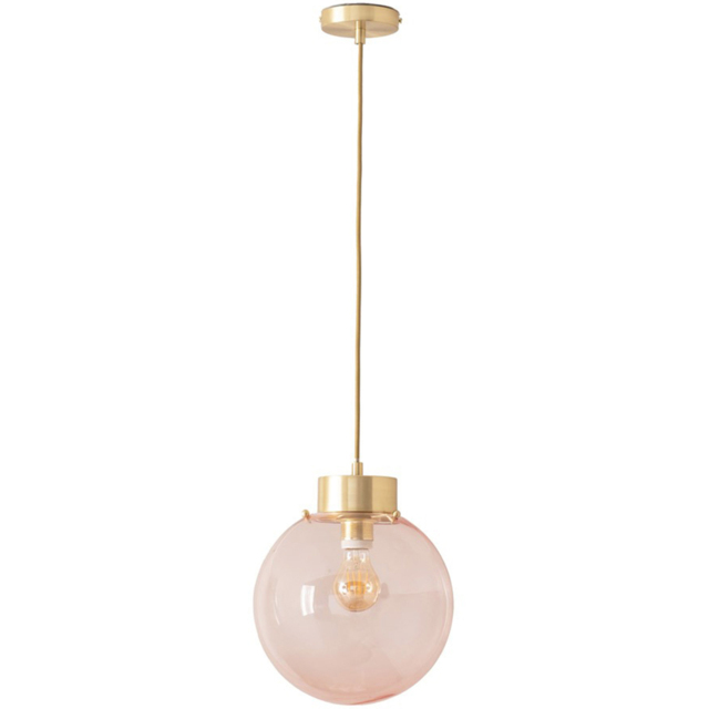 ValueLights Frenchie Pink and Brushed Gold Globe Ceiling Pendant Light - image 1