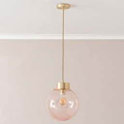 ValueLights Frenchie Pink and Brushed Gold Globe Ceiling Pendant Light - thumbnail 3