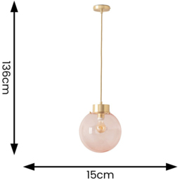 ValueLights Frenchie Pink and Brushed Gold Globe Ceiling Pendant Light - thumbnail 4
