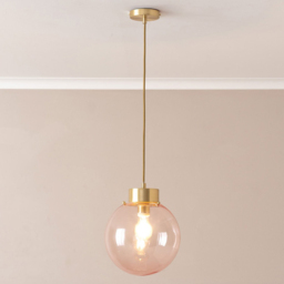 ValueLights Frenchie Pink and Brushed Gold Globe Ceiling Pendant Light - thumbnail 2