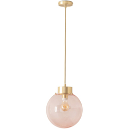 ValueLights Frenchie Pink and Brushed Gold Globe Ceiling Pendant Light