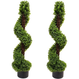 GreenBrokers Artificial Boxwood Spiral Trees 90cm 2 Pack - thumbnail 1