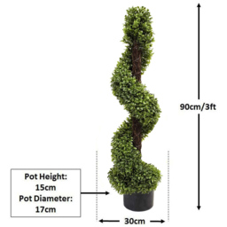 GreenBrokers Artificial Boxwood Spiral Trees 90cm 2 Pack - thumbnail 4