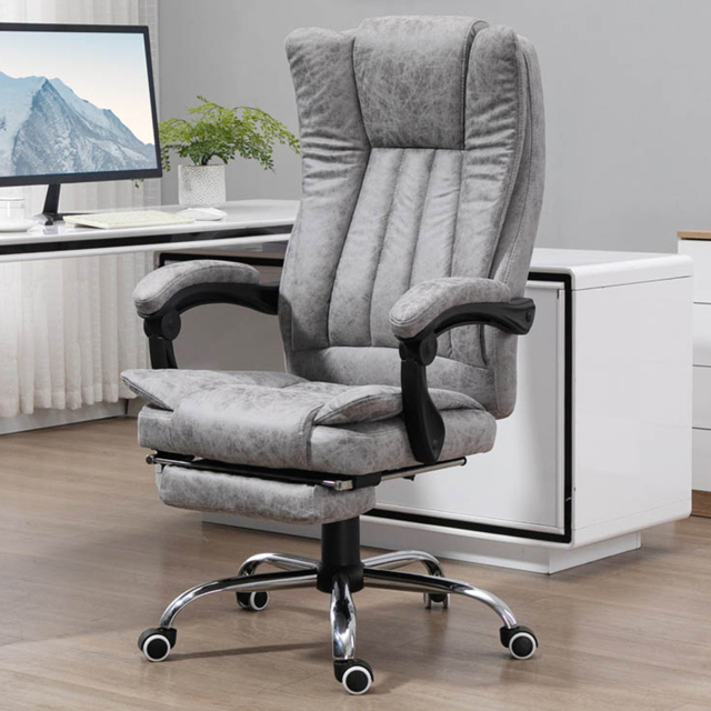 Portland Grey Microfibre Swivel Vibrating Massage Office Chair - image 1