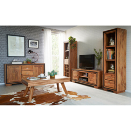 Brooklyn Hana Single Drawer 2 Shelf Sheesham Bookcase with Wine Rack - thumbnail 4