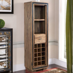 Brooklyn Hana Single Drawer 2 Shelf Sheesham Bookcase with Wine Rack - thumbnail 1
