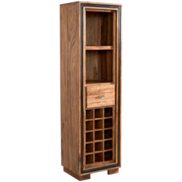 Brooklyn Hana Single Drawer 2 Shelf Sheesham Bookcase with Wine Rack - thumbnail 2