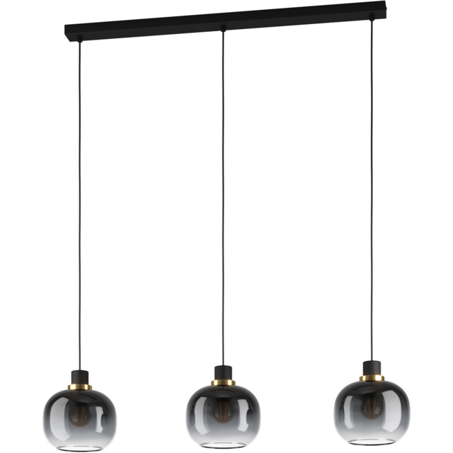 EGLO OILELLA Linear Black and Grey Glass 3 Light Pendant - image 1