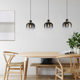 EGLO OILELLA Linear Black and Grey Glass 3 Light Pendant - thumbnail 2