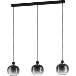EGLO OILELLA Linear Black and Grey Glass 3 Light Pendant