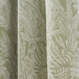 Alan Symonds Chenille Jacquard Lined Ring Top Eyelet Curtains Green 229 x 229cm - thumbnail 3