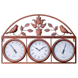 Garden Gear 3-in-1 Copper Garden Wall Clock with Thermometer and Hygrometer 66cm