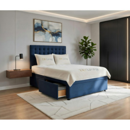 DS Living Casia Dark Blue Double Plush Velvet Divan Bed with 4 Drawer - thumbnail 3