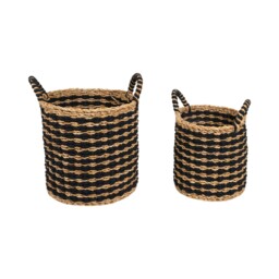 Set of 2 Black and Natural Storage Baskets - thumbnail 1