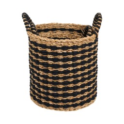 Set of 2 Black and Natural Storage Baskets - thumbnail 2