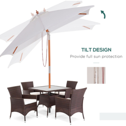 Outsunny Cream White Tilting Parasol 2m - thumbnail 4