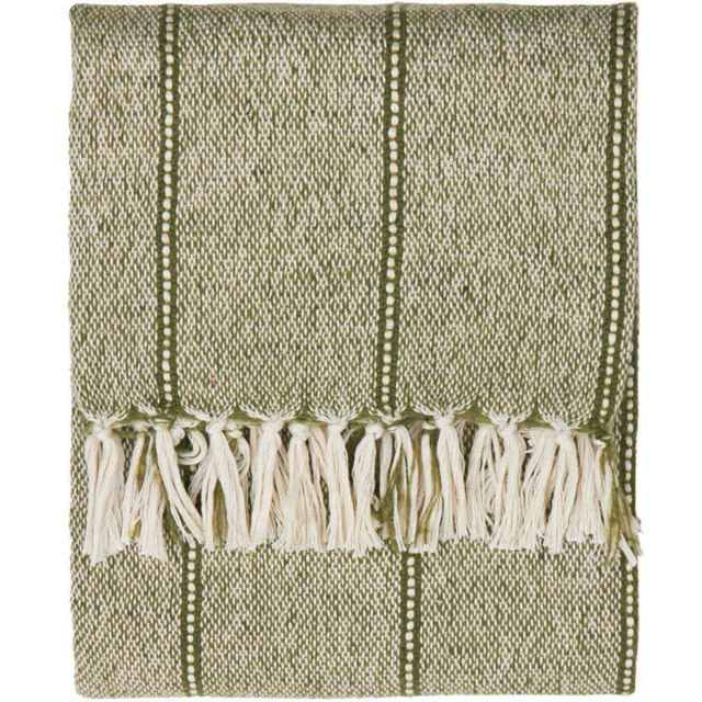 Yard Hedon Linear Stripe Green Woven Throw 130 x 180cm - image 1