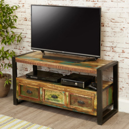 Baumhaus Urban Chic 3 Drawer Single Shelf TV Unit - thumbnail 2