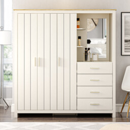 Lexington 3 Door 4 Drawer Cream and Gold Wardrobe